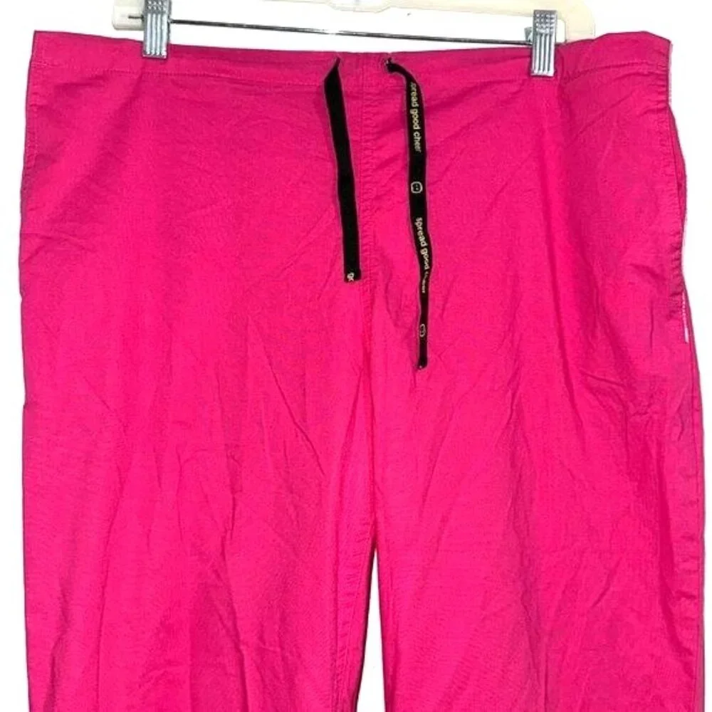 Hot Pink Cotton Womens Pants Size L Elastic Waist - Picture 2 of 9